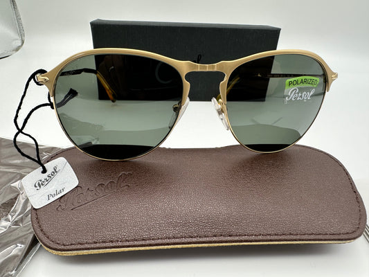 Persol 7649 S 56mm 1069/58 Gold Frame/Green Polarized Sunglasses Italy