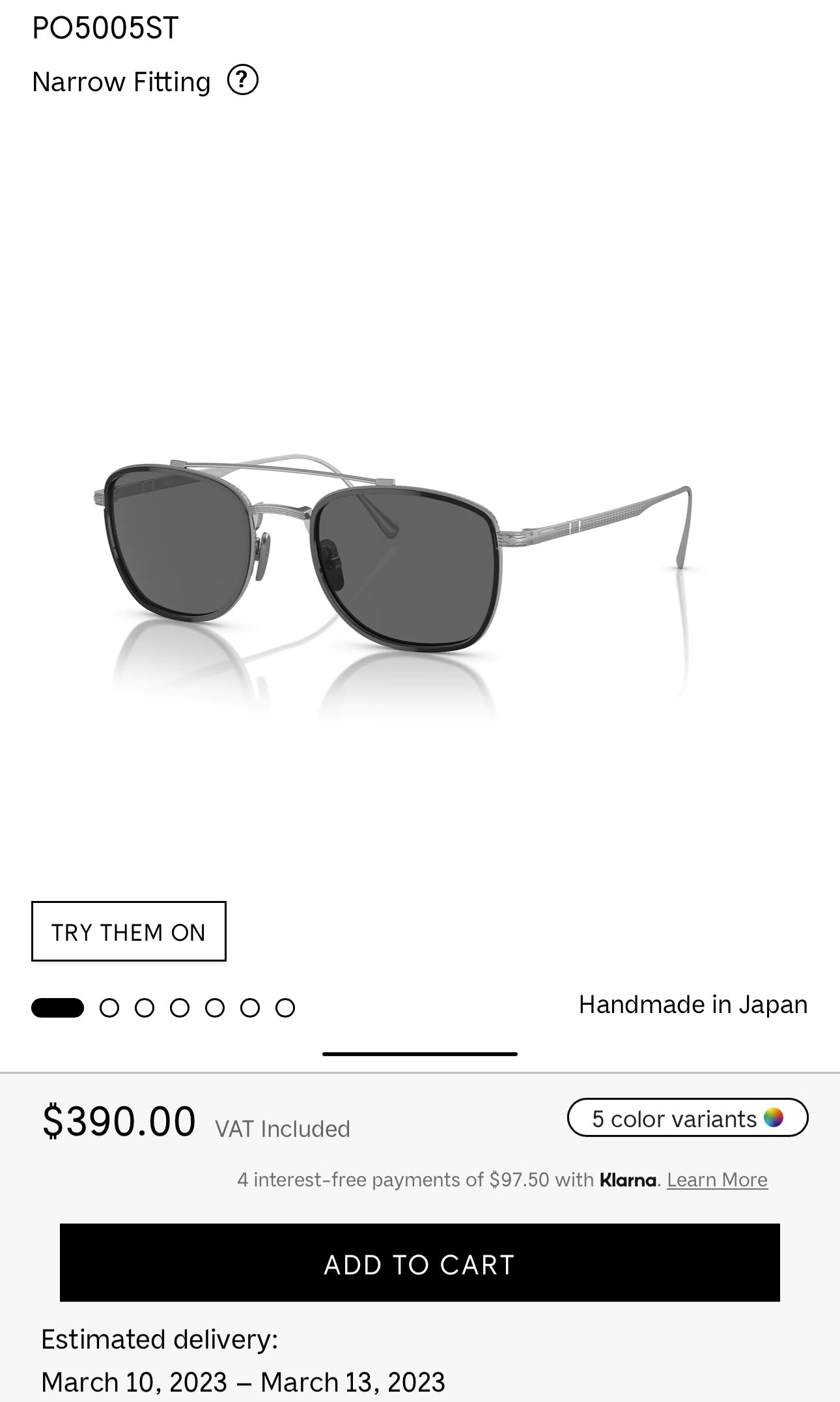 Persol PO 5005ST 50mm Titanium Silver Black/ Dark Gray 8006B1 Made in Japan