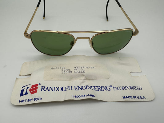 Randolph Aviator 52mm with Green Glass Lenses and Cable Tempes