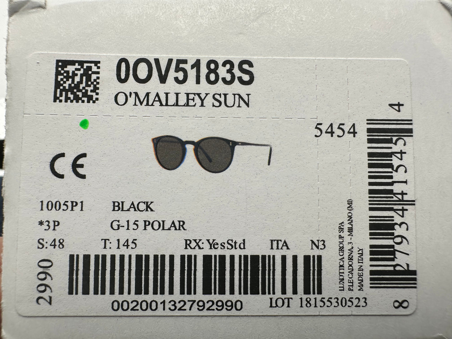 Oliver Peoples O'MALLEY SUN OV 5183S 48mm Black G15 Polarized Sunglasses