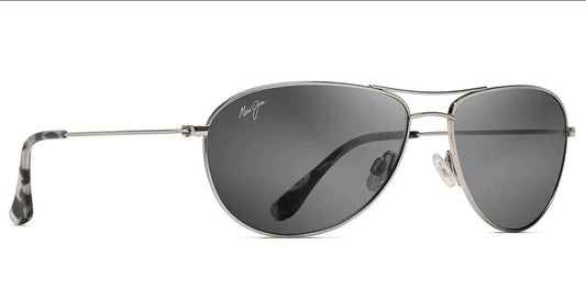 MAUI JIM SEA HOUSE 60mm 772 SUNGLASSES- SILVER WITH POLARIZED NEUTRAL GREY LENS