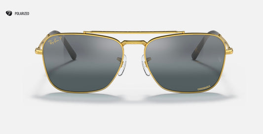 Ray-Ban NEW CARAVAN 58mm RB3636 9196G6 CHROMANCE Polarized Gold Blue