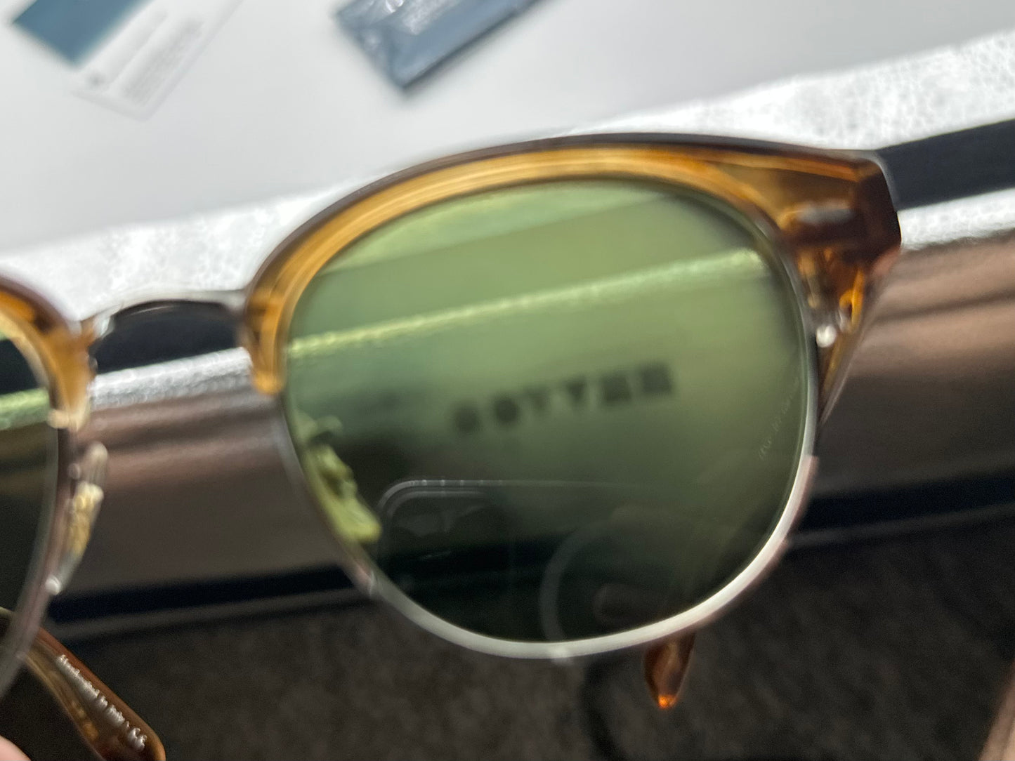 Oliver Peoples Cary Grant 2 50mm Honey VSB Green Custom Glass Lenses