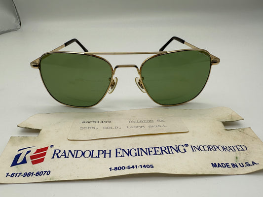 Rare Vintage Randolph Engineering 1990s 55mm Gold Green sunglasses
