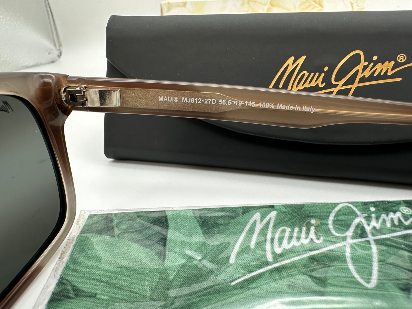 MAUI JIM WAIPIO VALLEY 56mm 812-27D BLACK GREY TAN HORN/NEUTRAL GREY LENS POLORIZED