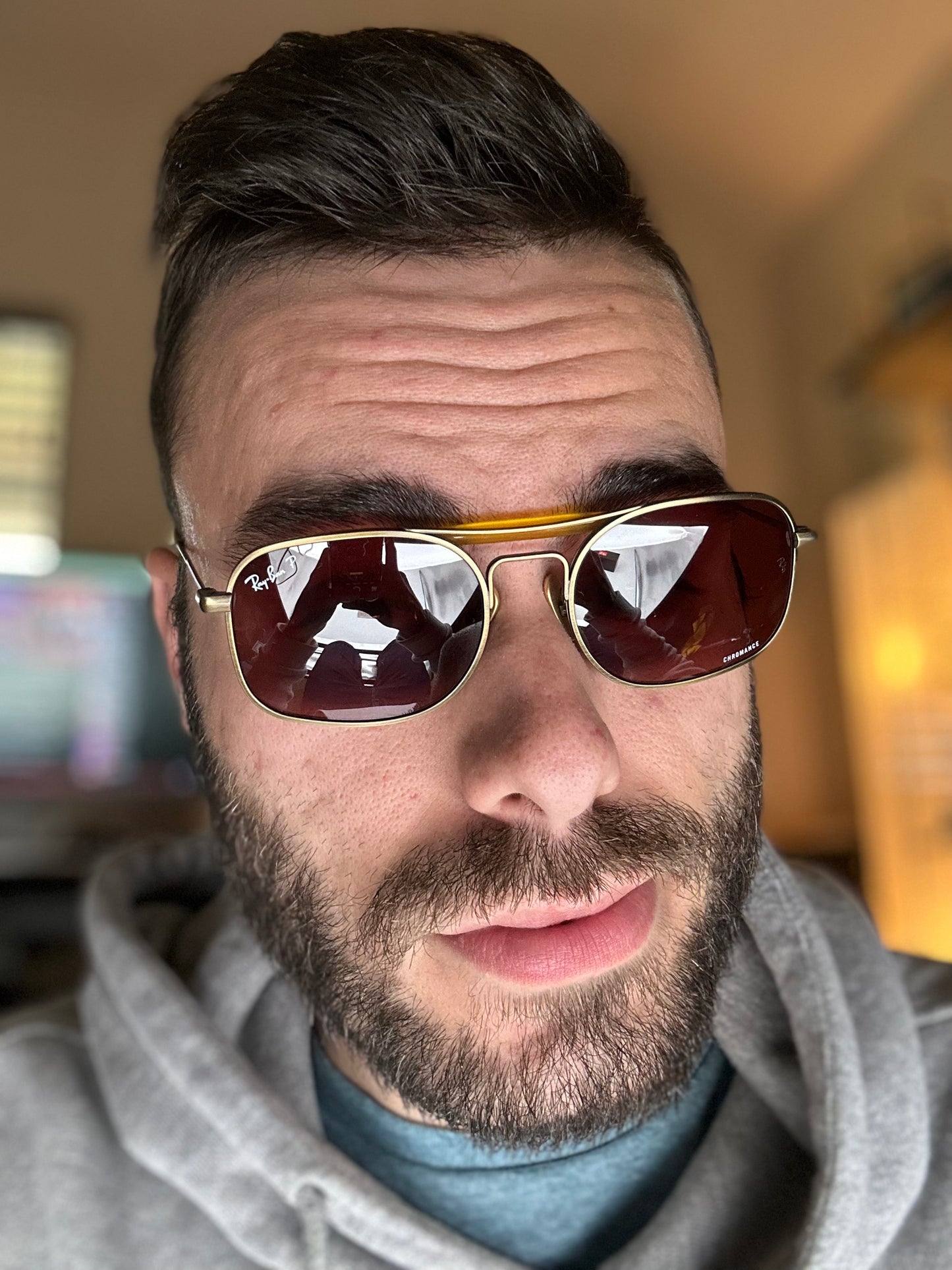 Ray Ban RB 8062 51mm Demi Gloss Antique Gold Polarized Wine Made in Japan NEW