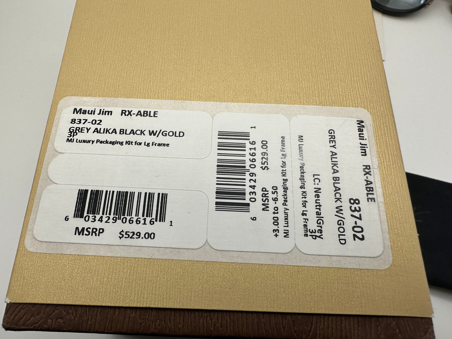 Maui Jim Alika Gray Black Gold Titanium 49mm 837-02 Luxury Collection Japan Sunglasses $529 MSRP