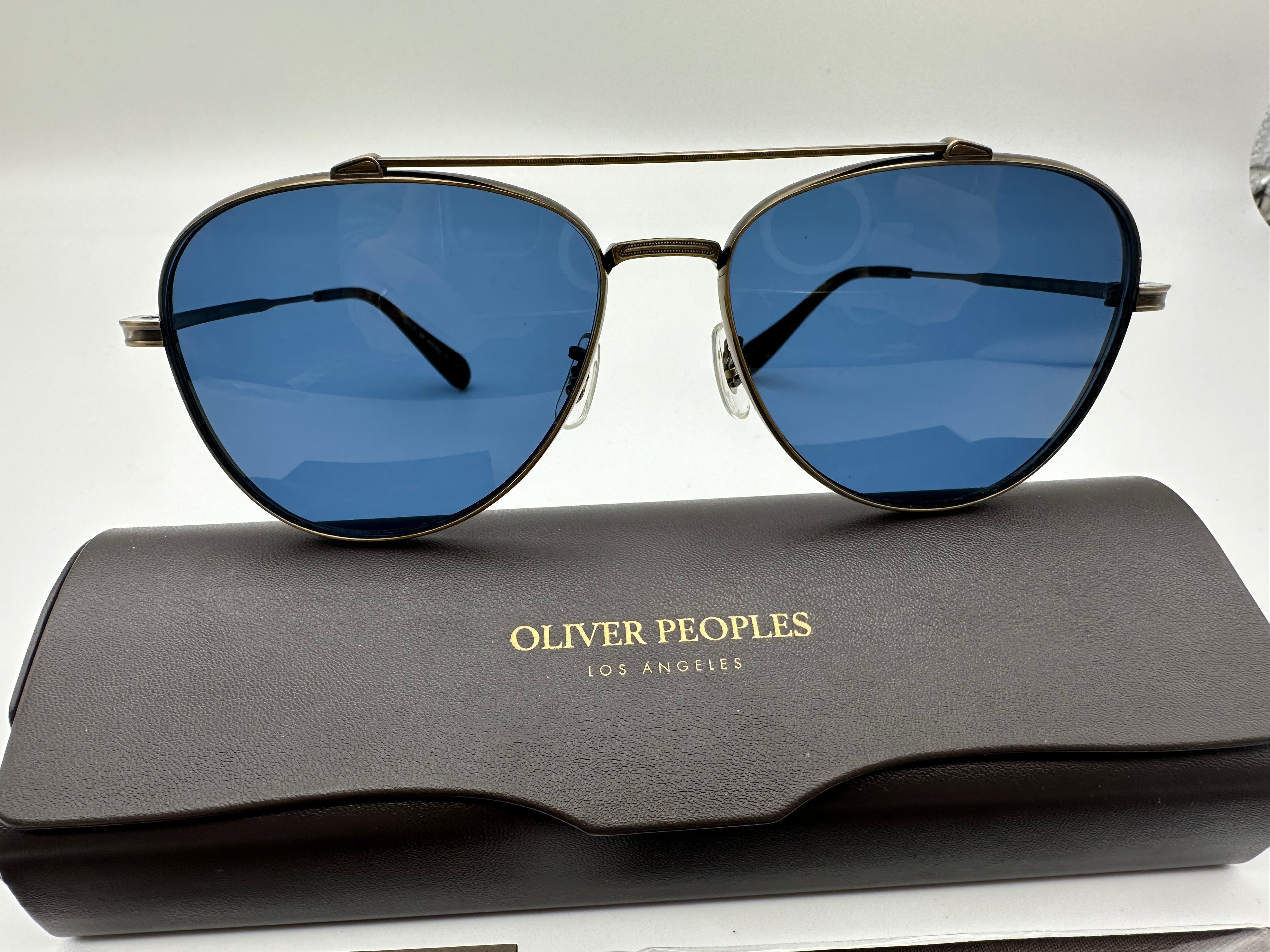 Oliver Peoples RIKSON Antique Gold/ Blue 56mm OV 1266ST CUSTOM Oliver Peoples RIKSON Antique Gold/ Blue 56mm OV 1266ST CUSTOM