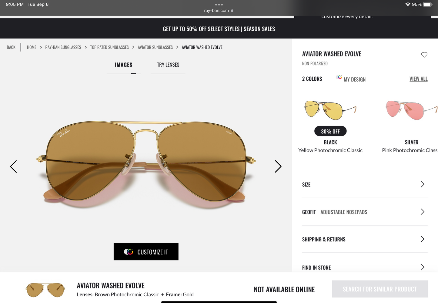 Ray Ban Aviator 55mm Washed Evolve Brown Photochromic Gold