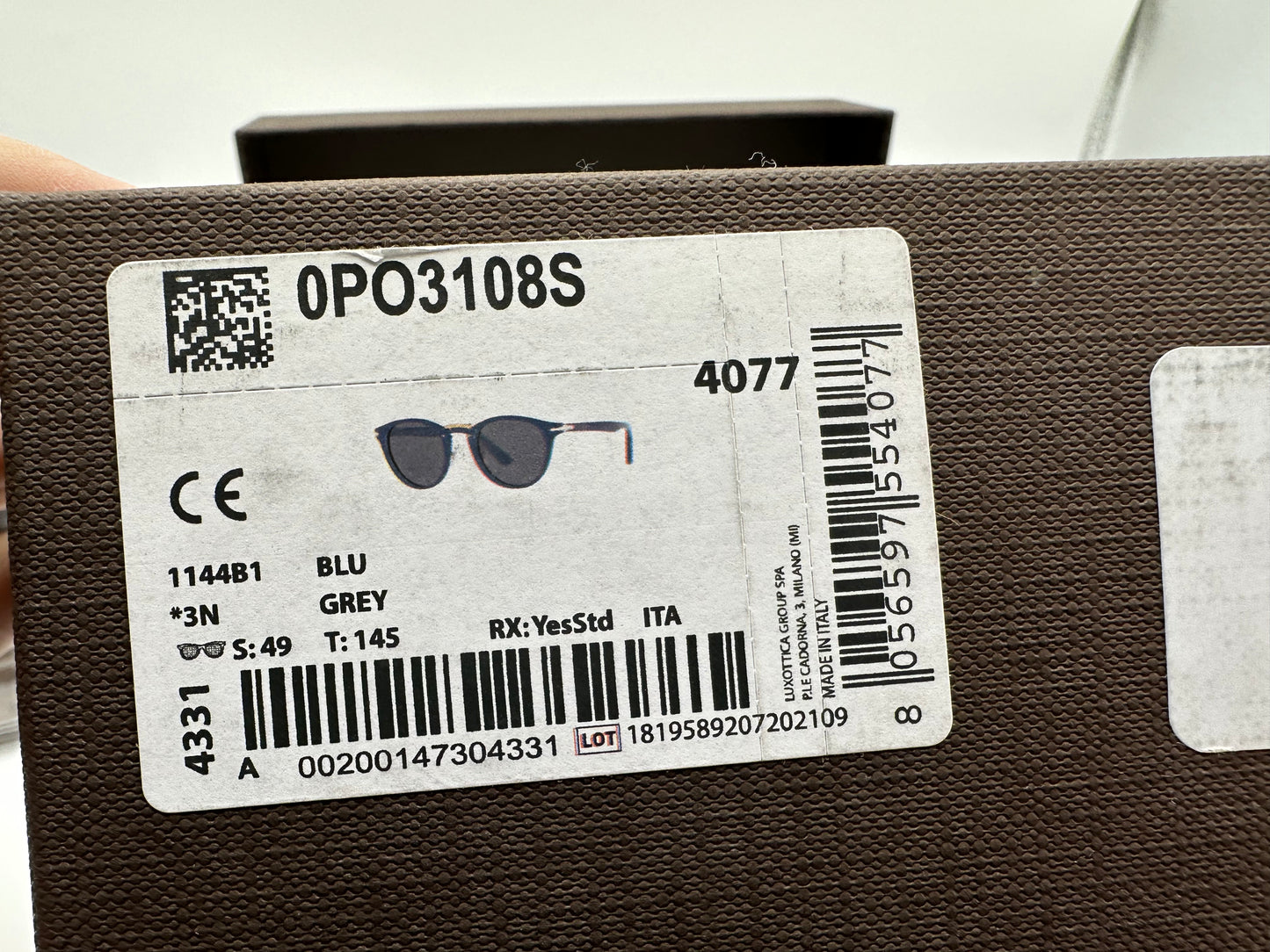 Persol Typewriter PO3108S 1144B14 49mm Blue Gray Rare Round Sunglasses Italy