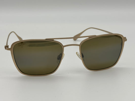 Maui Jim EBB & FLOW 54mm Brushed Gold POLARIZED Brown Lens Sunglass H542N-16 JAPAN
