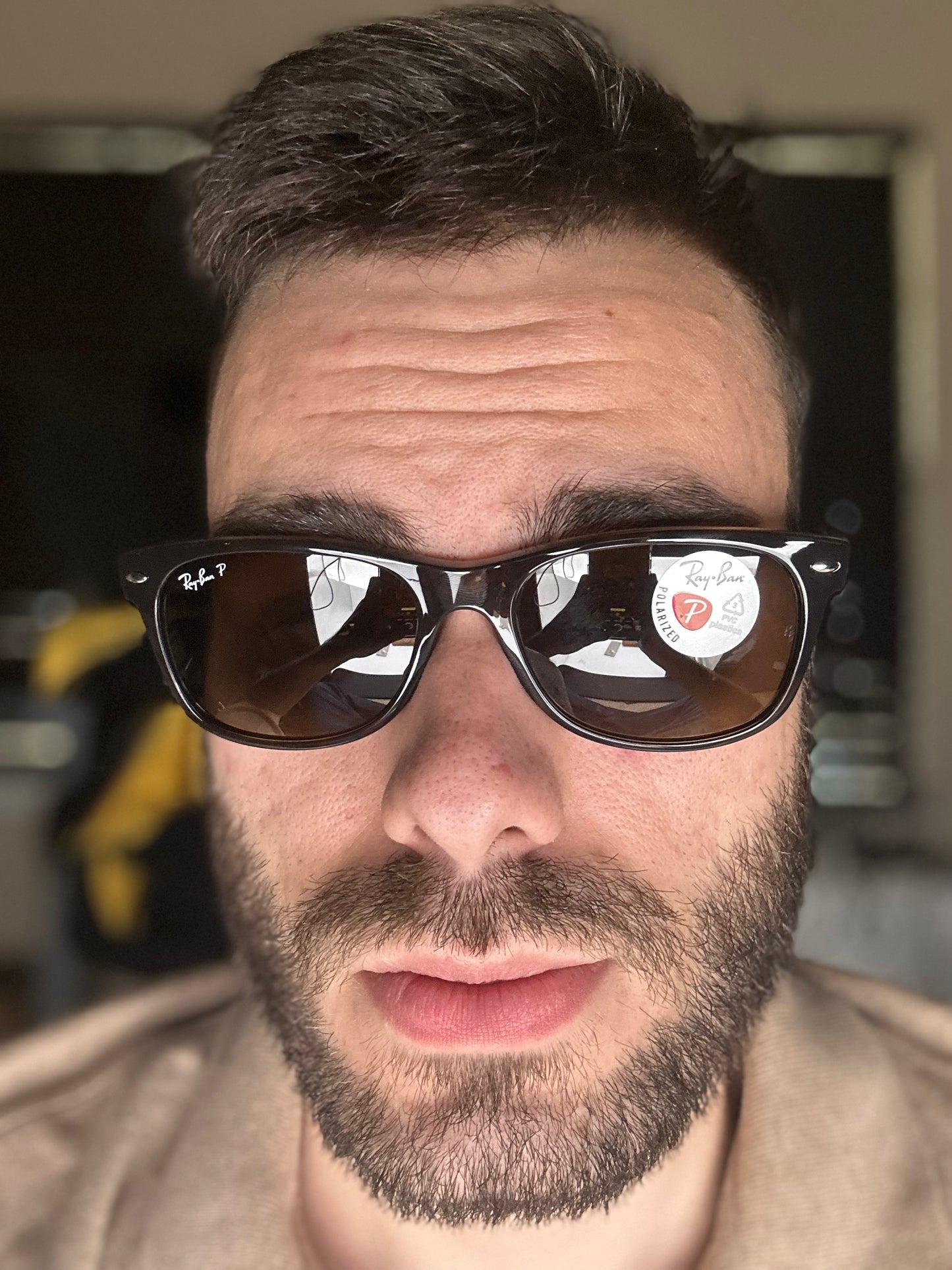 Ray-Ban New Wayfarer 55mm Tortoise B-15 Brown Polarized Sunglasses RB2132 902/57 NEW