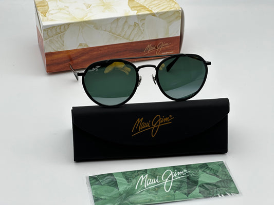 Maui Jim Bowline MJ557-02 TITANIUM Black Polarized 53/23 Sunglasses made in JAPAN New