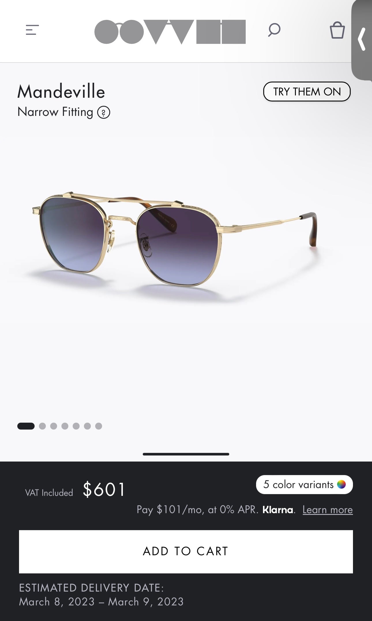 Oliver Peoples Mandeville 49mm Brushed Gold Dark Blue Gradient OV1294ST NEW