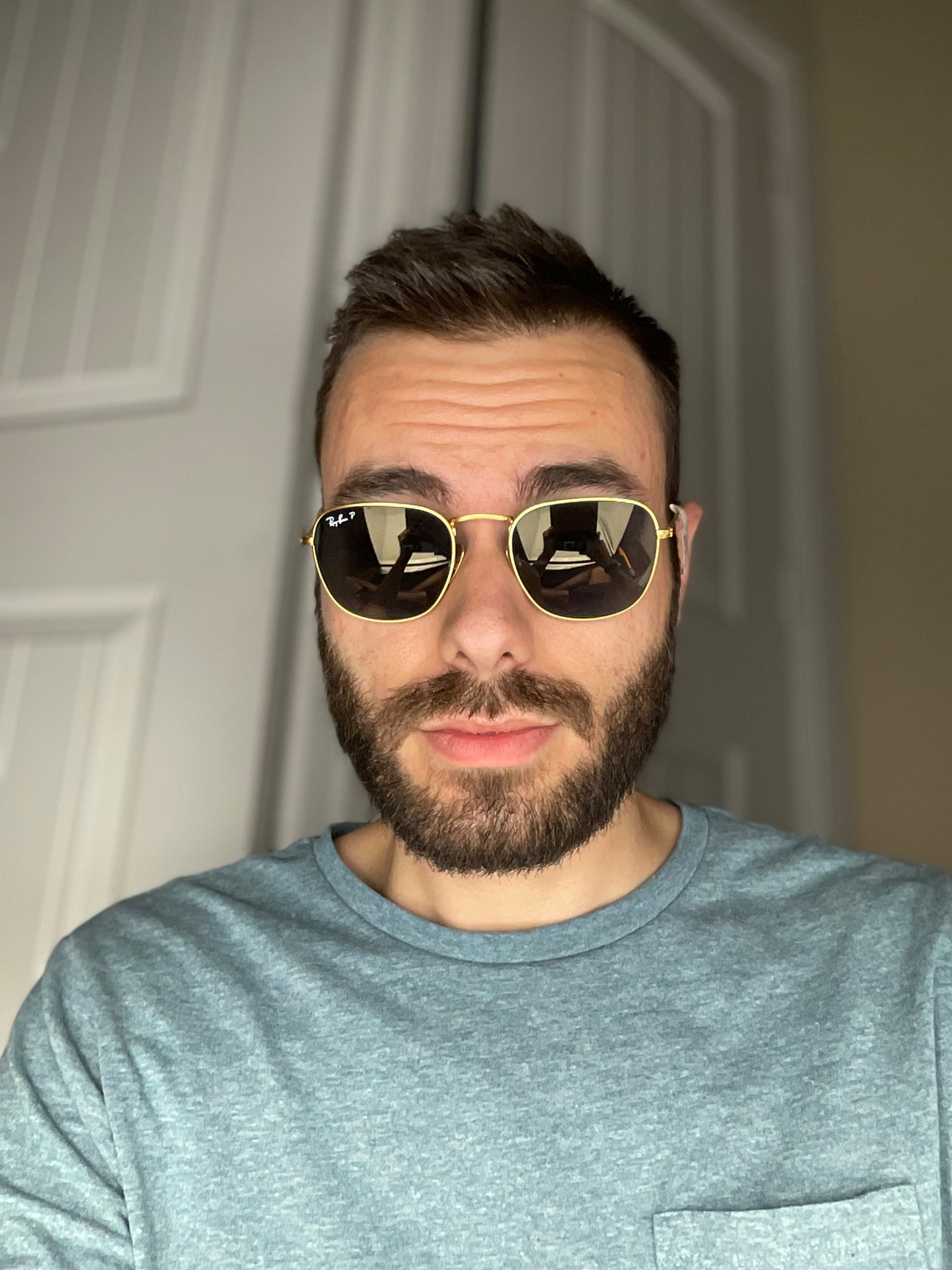 Ray Ban Frank Titanium RB 8157 Gold Blue Polarized 9217TO 51mm Gold.