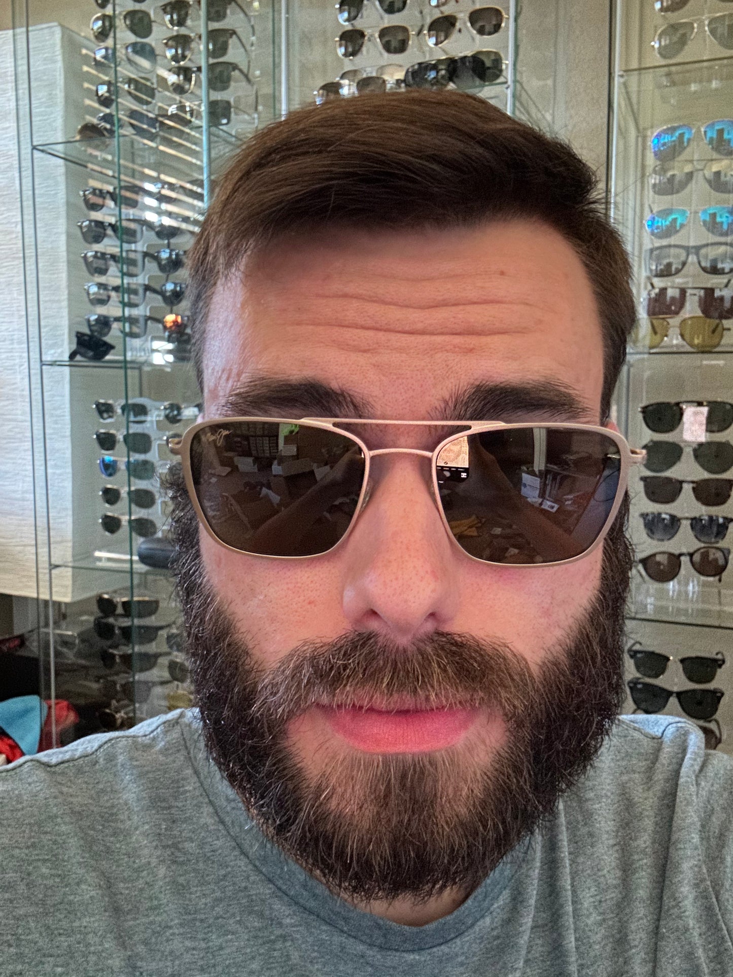 Maui Jim EBB & FLOW 54mm Brushed Gold POLARIZED Brown Lens Sunglass H542N-16 JAPAN