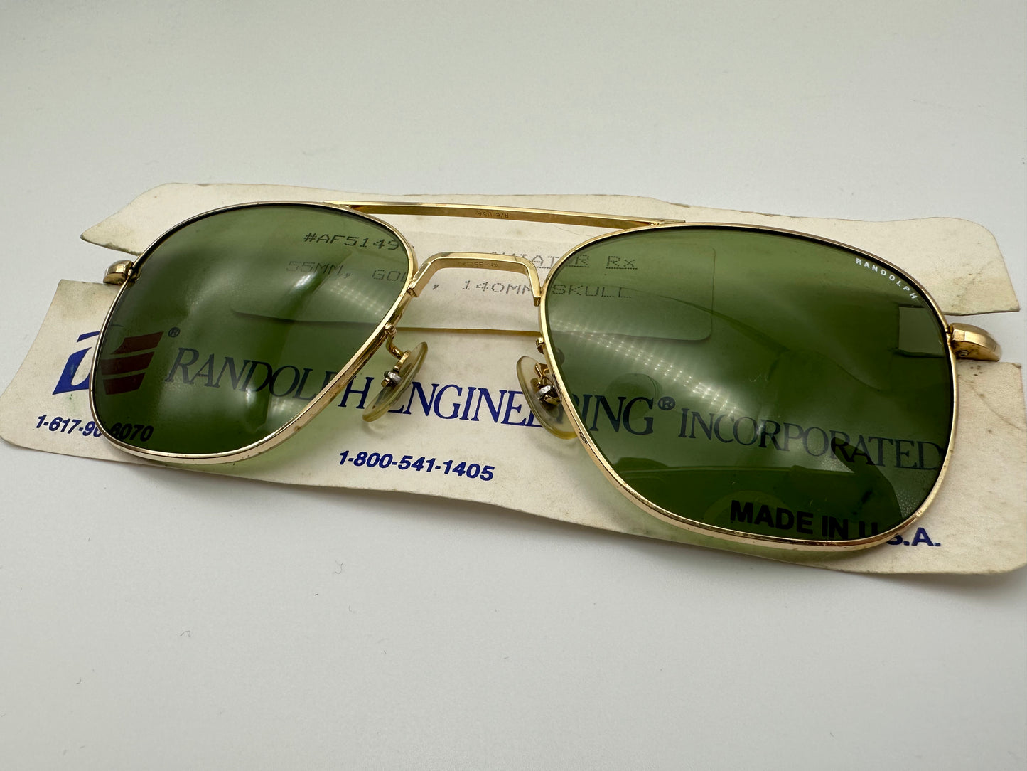 Rare Vintage Randolph Engineering 1990s 55mm Gold Green sunglasses