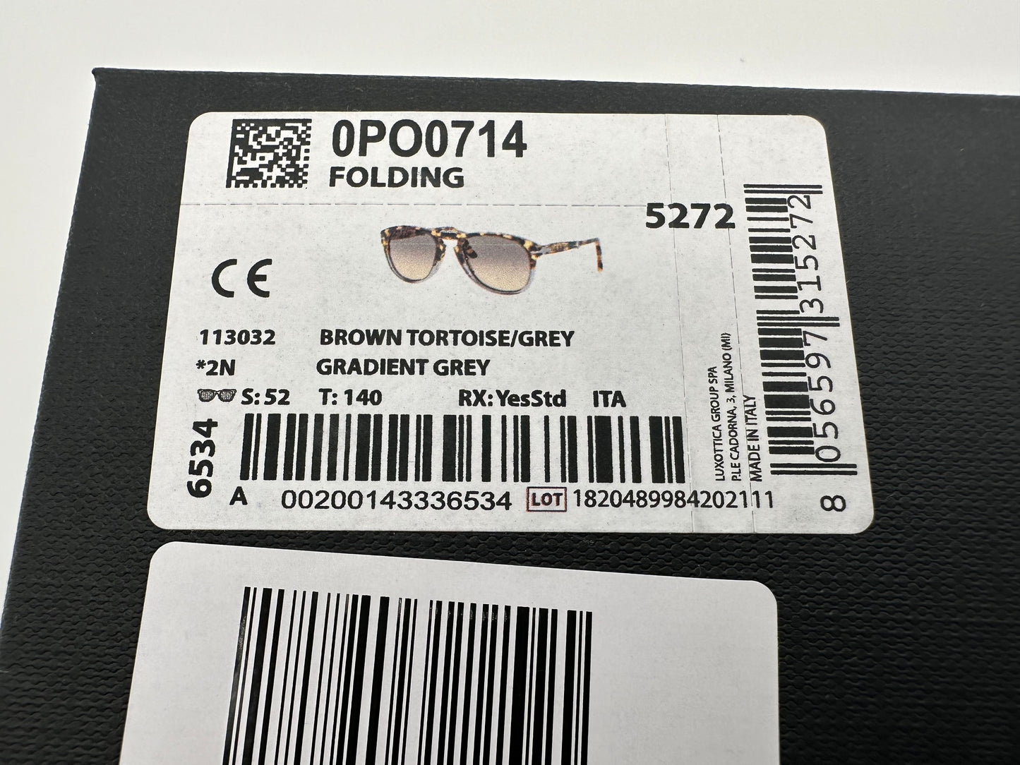 Persol PO 714 113032 52mm Brown Tortoise/Transparent Gray Folding Italy