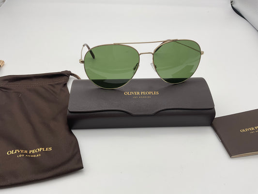 Oliver Peoples AIRDALE 61mm OV 1286S Soft Gold/Bottle Green Sunglasses