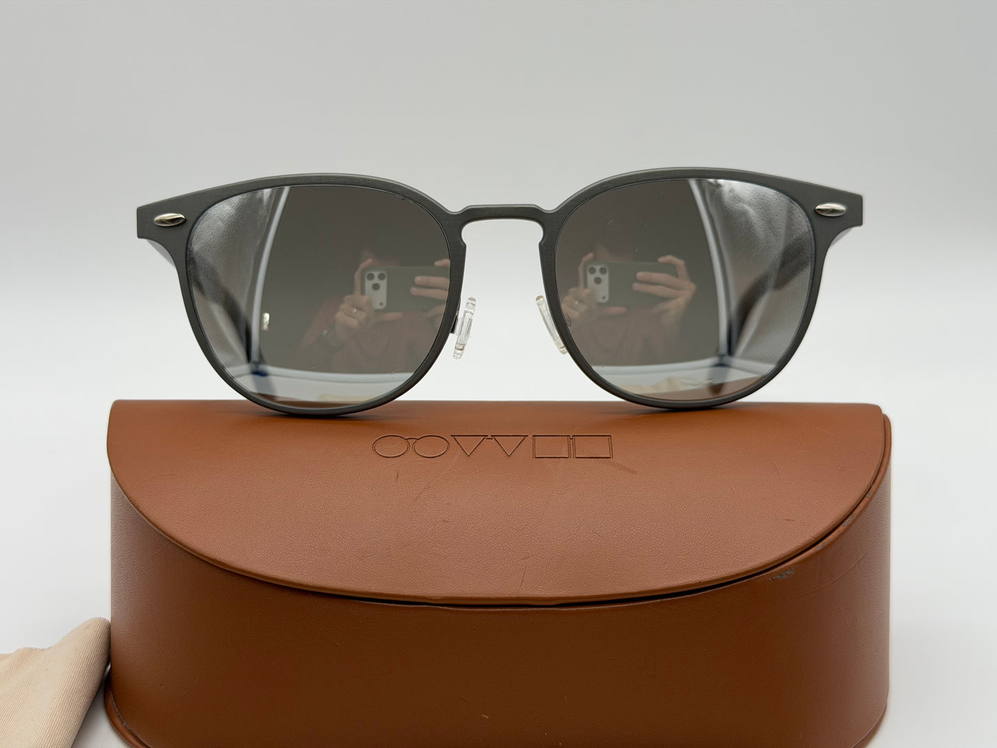 Oliver Peoples Sheldrake Metal 54mm OV 1179 s 52286G Brushed Gunmetal  / Silver Mirror Lens Preowned