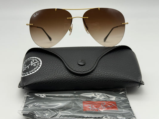 Ray-Ban Aviator LightRay 59mm Titanium RB 8055 157 / 13 Gradient Brown / Gold Missing Box
