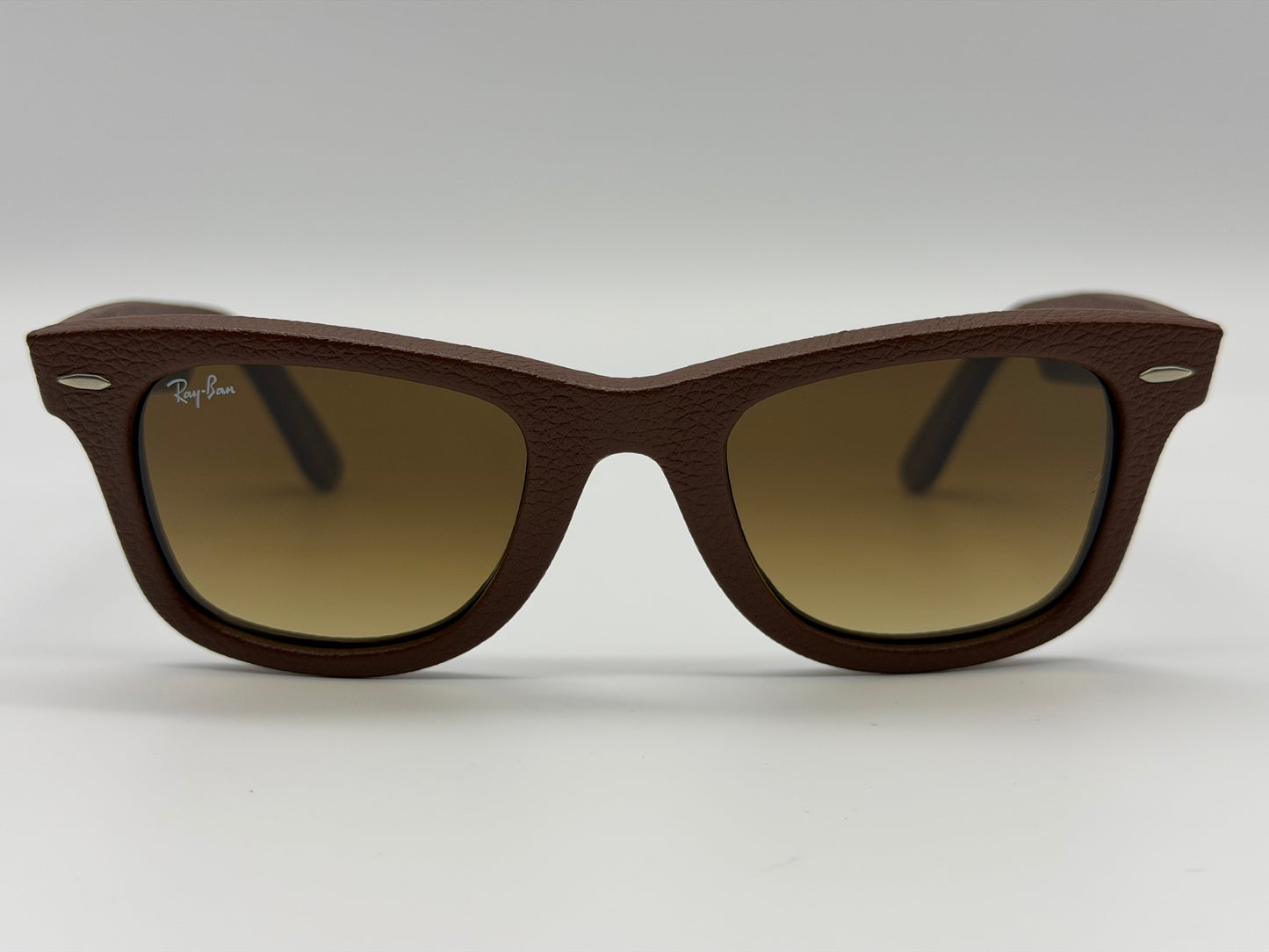 Ray-Ban Wayfarer Leather 50mm Matte Bronze-Copper / Brown Gradient RB 2140 - QM 1169 / 85 Italy Missing Box