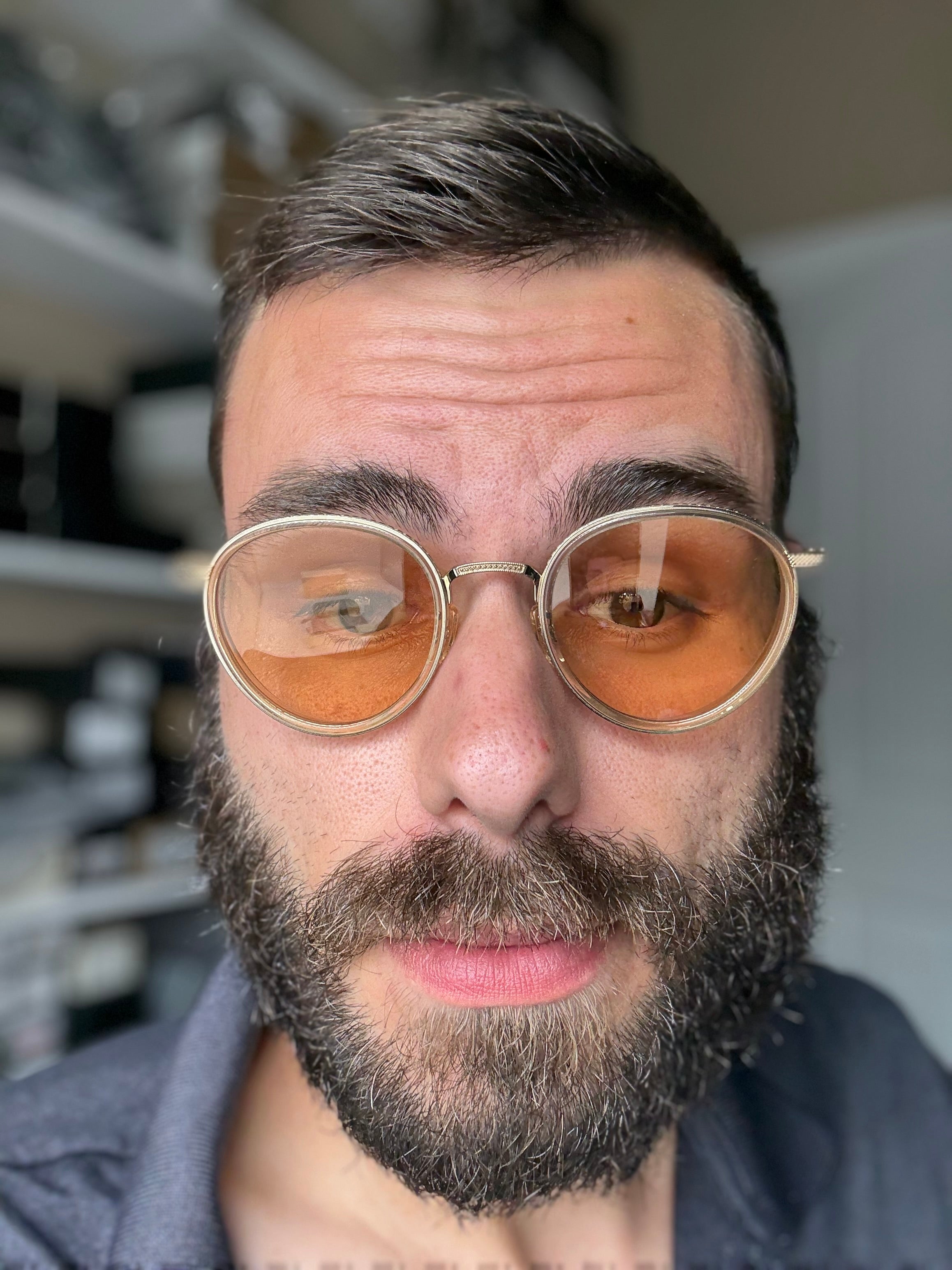 Oliver Peoples TK-8 48mm Titanium Gold / Buff - Demo Lens OV 1318