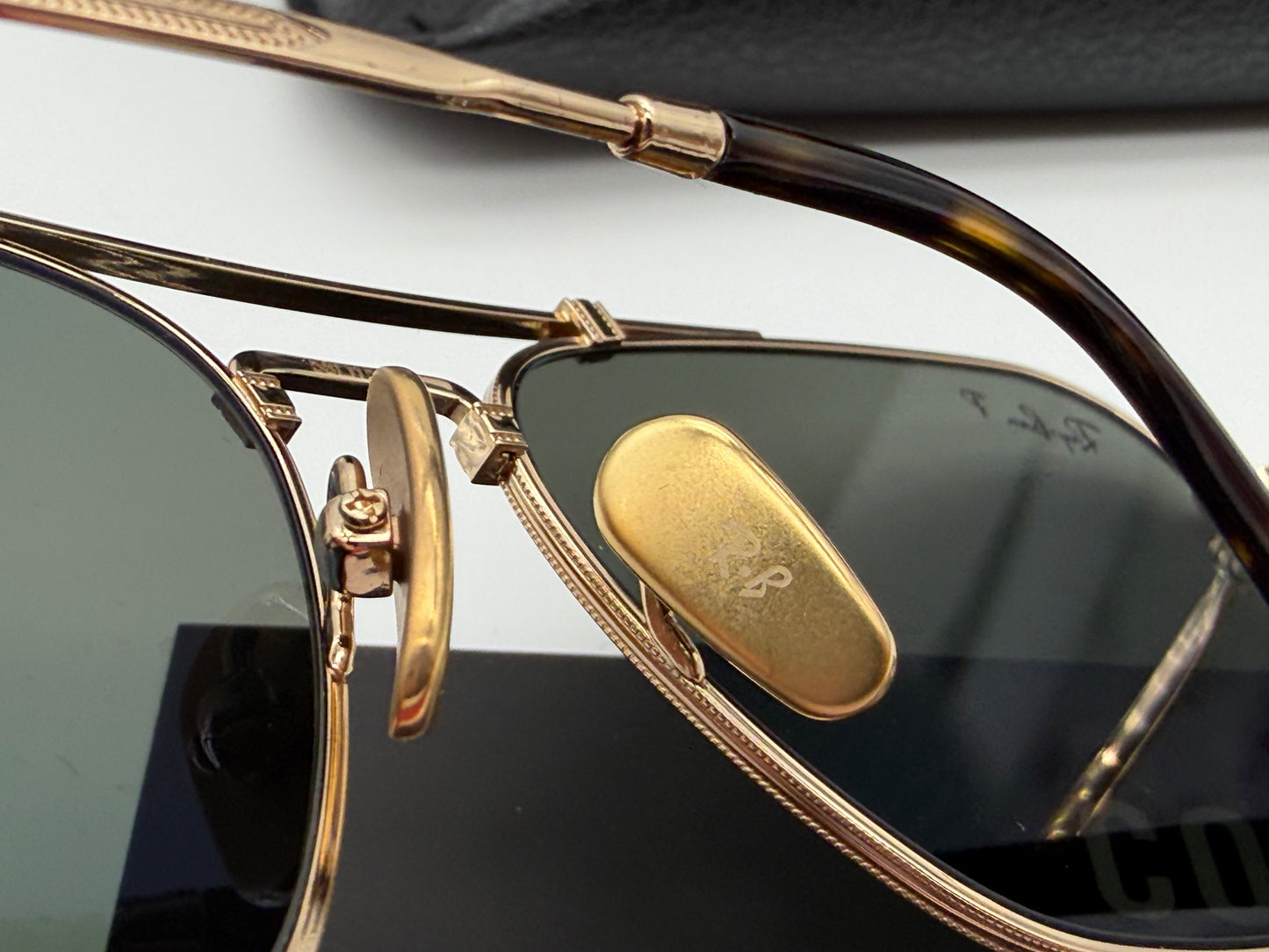 Ray-Ban Caravan Titanium 58mm 23K Gold Plated Frames / Polarized Glass Lens RB 8136 9143 Made in Japan NEW