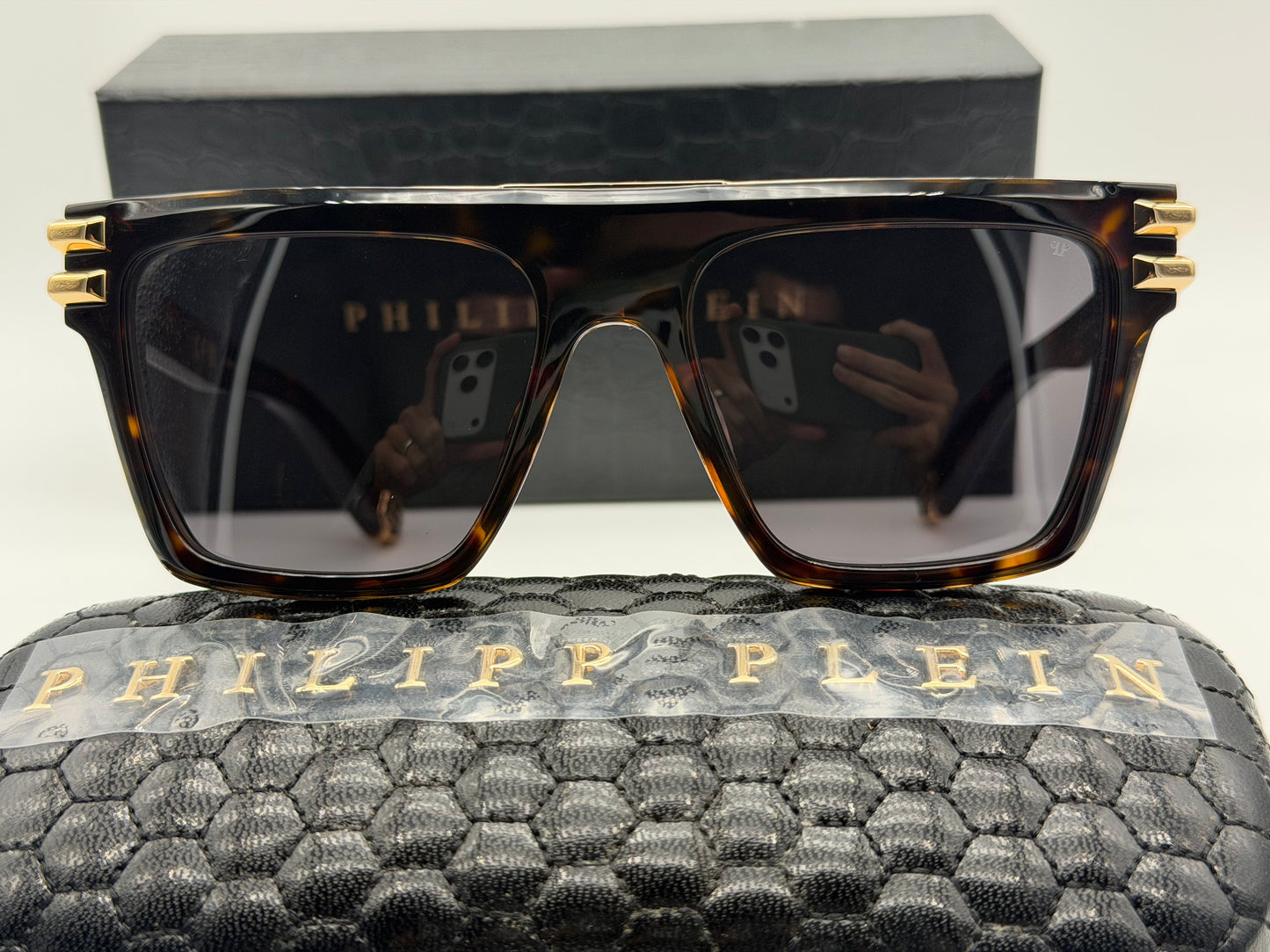 PHILIPP PLEIN Icon 56mm Dark Havana / Gray Lens SPP 108 0722 Italy NEW