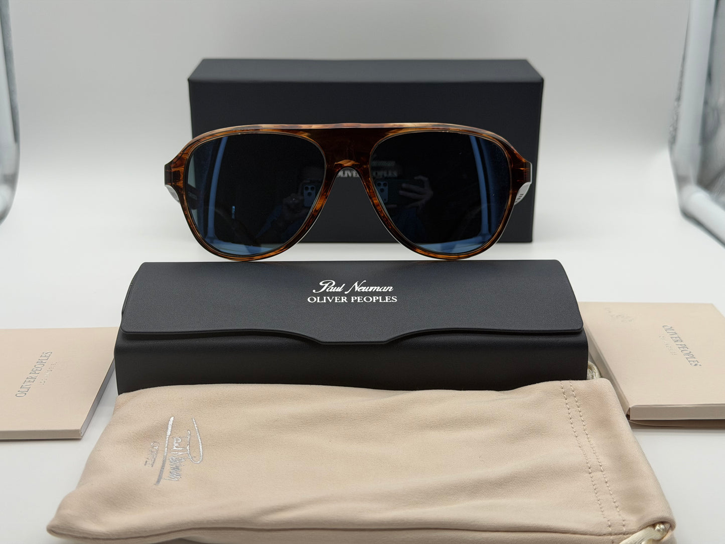 Oliver Peoples Paul Newman 57mm Dark Amber Smoke Acetate Regal Blue Crystal OV 5581 Japan NEW