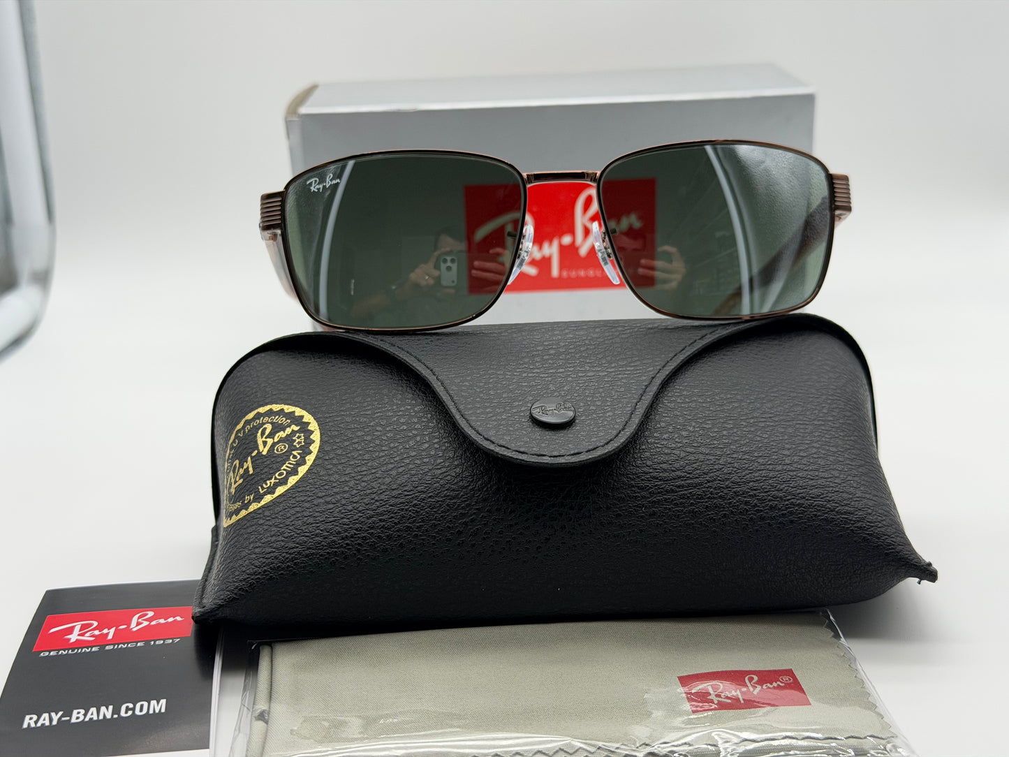 Ray-Ban RB 3750 59mm Copper / Silver Mirror Green Glass Lens 9259 / 40 NEW