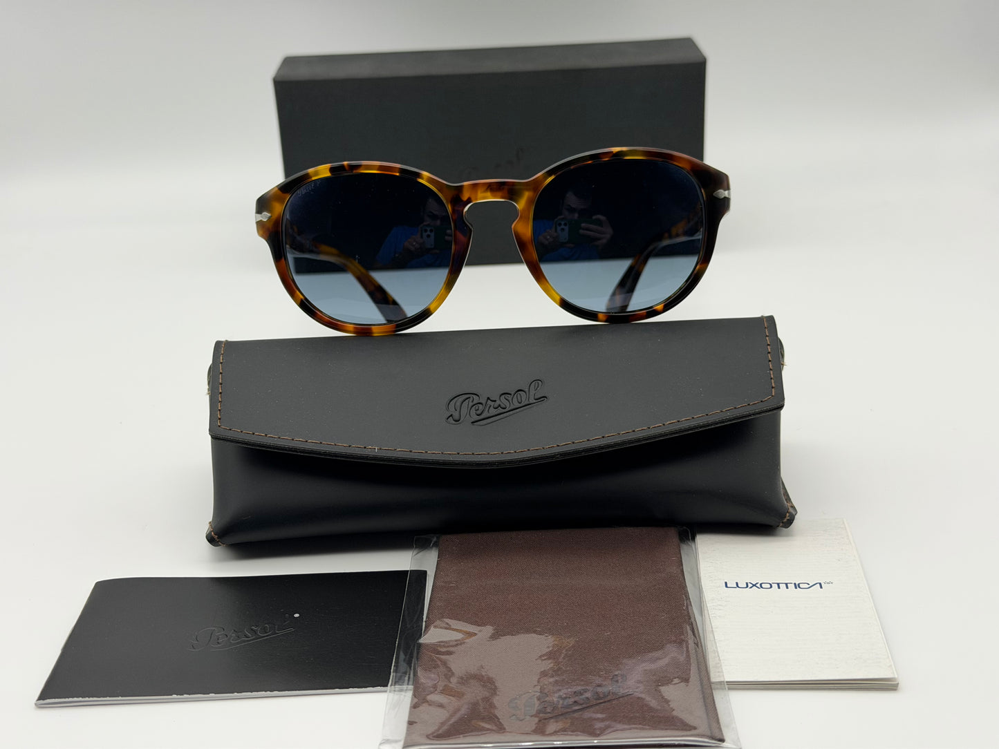 Persol PO 3304s 53mm Madreterra / Blue Gradient Polarized Glass Italy NEW