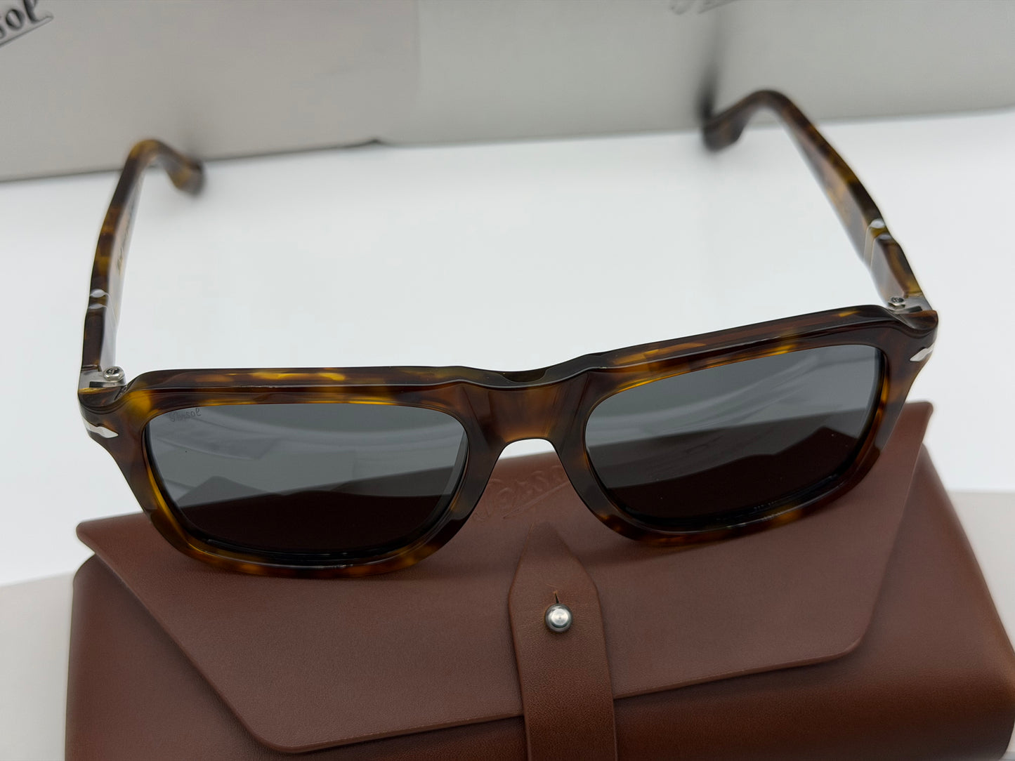 Persol PO 8002S 55mm Yellow Brown Havana / Dark Gray 1243B1 Italy NEW
