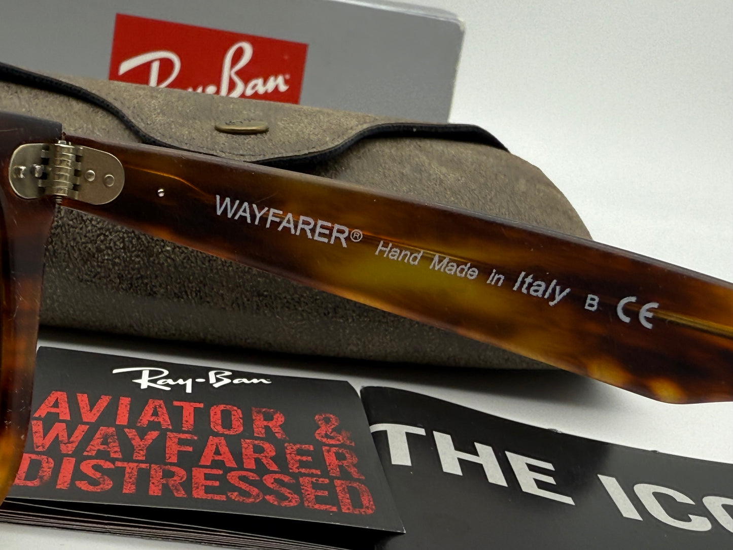 Ray-Ban Original Wayfarer 52mm Distressed Stripped Havana / B 15 Glass Lens RB 2140 F Low Bridge Italy NEW