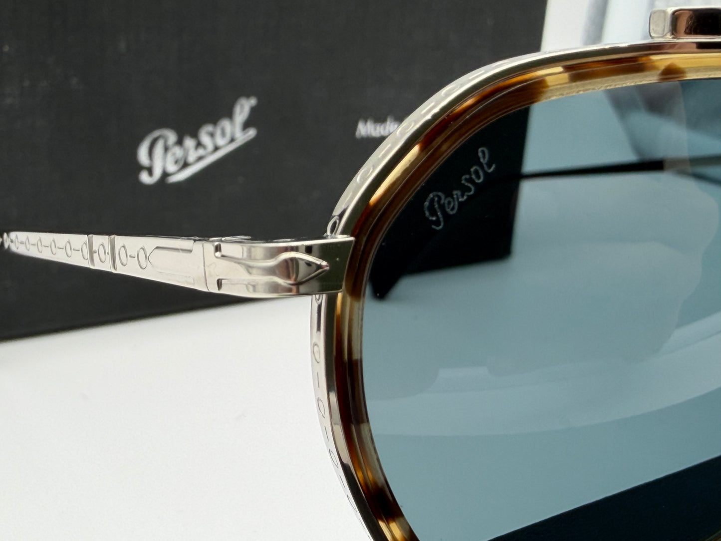 Persol PO 5010 ST 49mm Havana - Silver Titanium  / Blue Crystal Lens 8014R5 Japan NEW