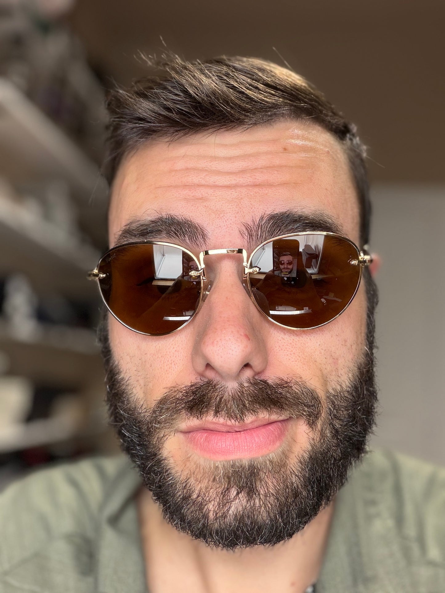 Persol PO 2491 49mm 1142 33 Gold / Brown Crystal Itlay NEW