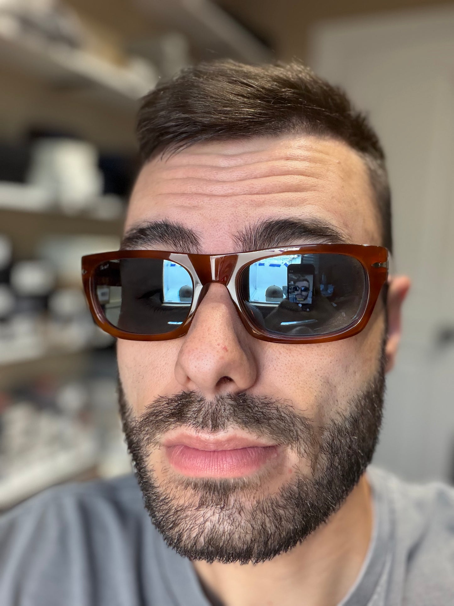 Persol PO 3398S 55mm Terra Di Siena / Light Blur Crystal 96 / 56 Italy NEW