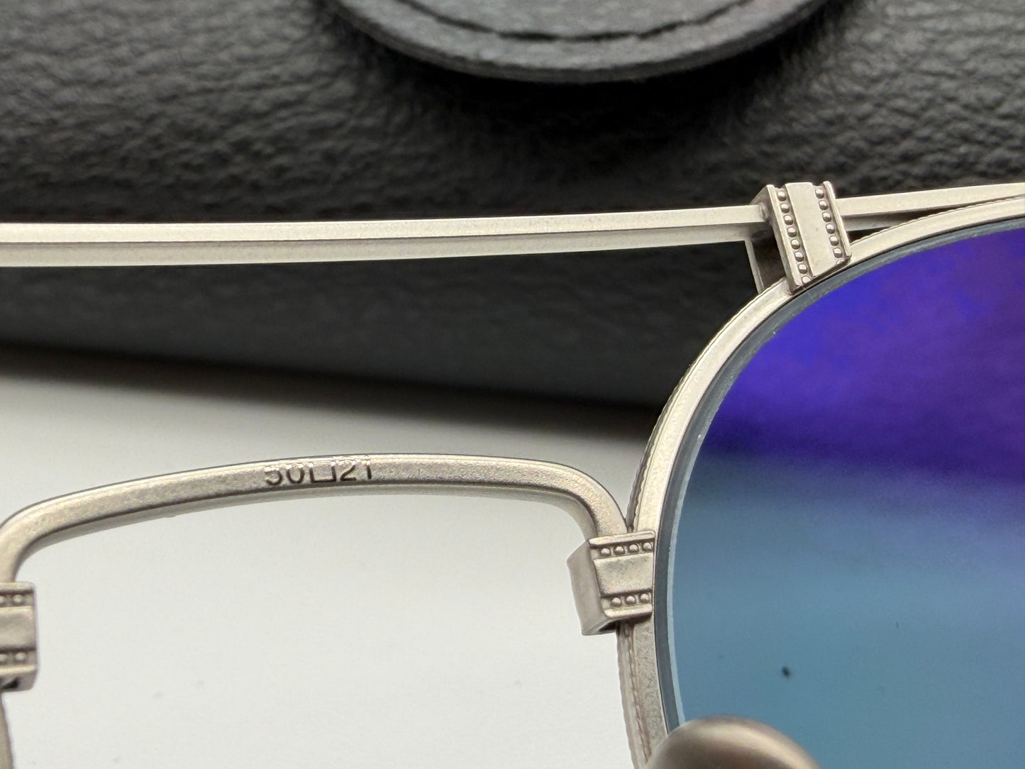Ray-Ban Round Double Bridge Titanium 50mm Demi Gloss Blue Mirror Gold RB 9165 Japan NEW