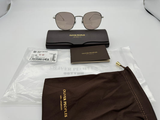 Oliver Peoples ADES 50mm OV 1307 ST Silver Chrome Taupe Photochromic 503665D Titanium Japan