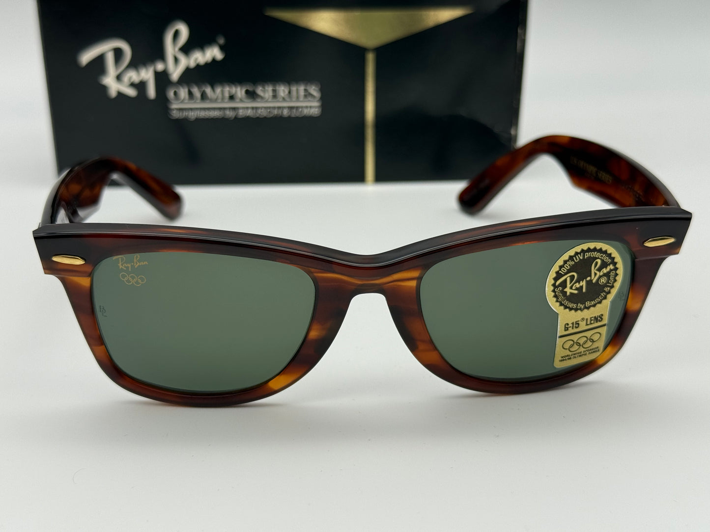 VINTAGE RAY-BAN WAYFARER 50mm USA B&L OLYMPIC SERIES TORTOISE / G-15 W2244 XUAR NOS