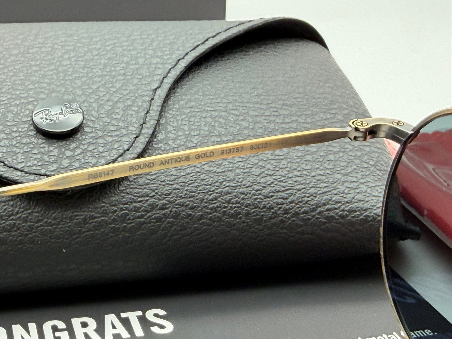 Ray-Ban Round Double Bridge Titanium 50mm Antique Gold / Gray RB 8147 913757 Japan NEW