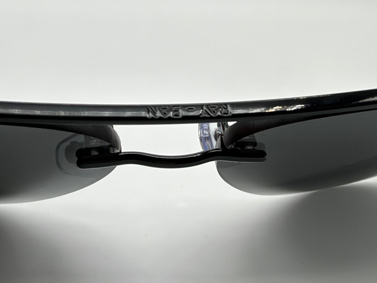 Ray-Ban Aviator Rimless RB 3791 Polished Black / Dark Gray 002/87 NEW