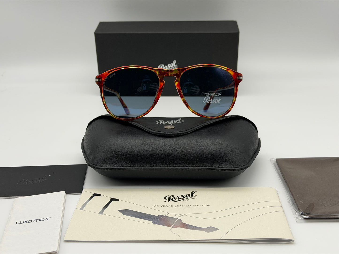 Persol 100 Years Limited Edition PO 6649 55mm 1917-2017 Red Tortoise / Blue Made In Italy  NEW