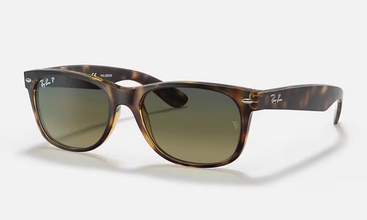 Ray-Ban New Wayfarer Classic 55mm Matte Havana / Green Gradient Polarized RB 2132 894/76 Itlay NEW