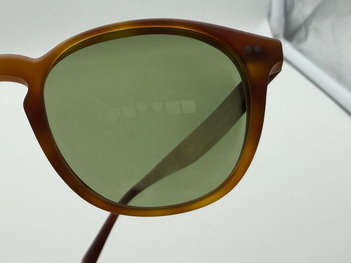 Oliver Peoples Desmon 50mm Matte Light Brown / Vibrant Green Sunglasses OV 5454 SU 14834E Italy Preowned