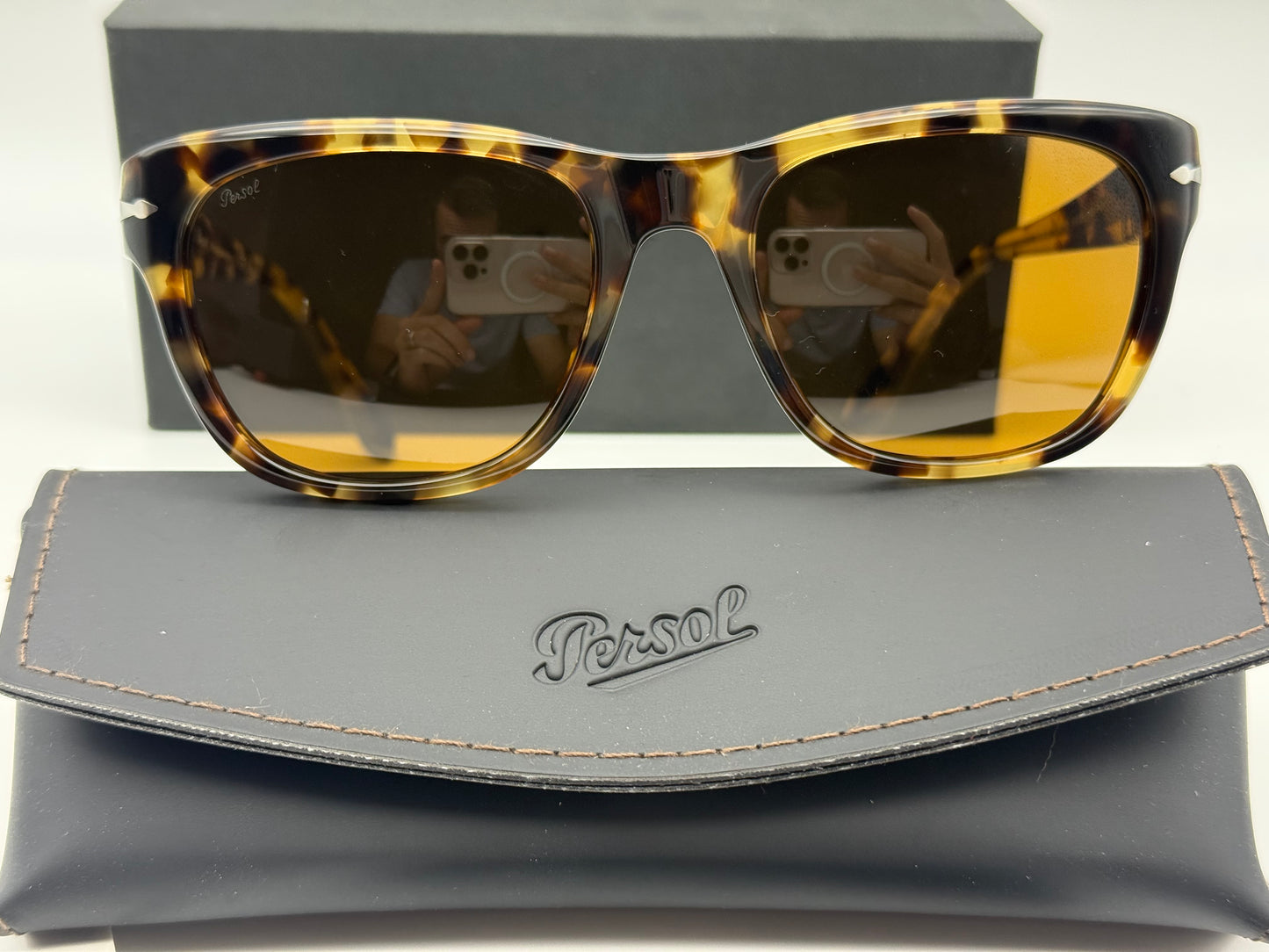 Persol PO 3313 55mm Brown Beige Tortoise / Brown Glass Lens 105633 Italy NEW