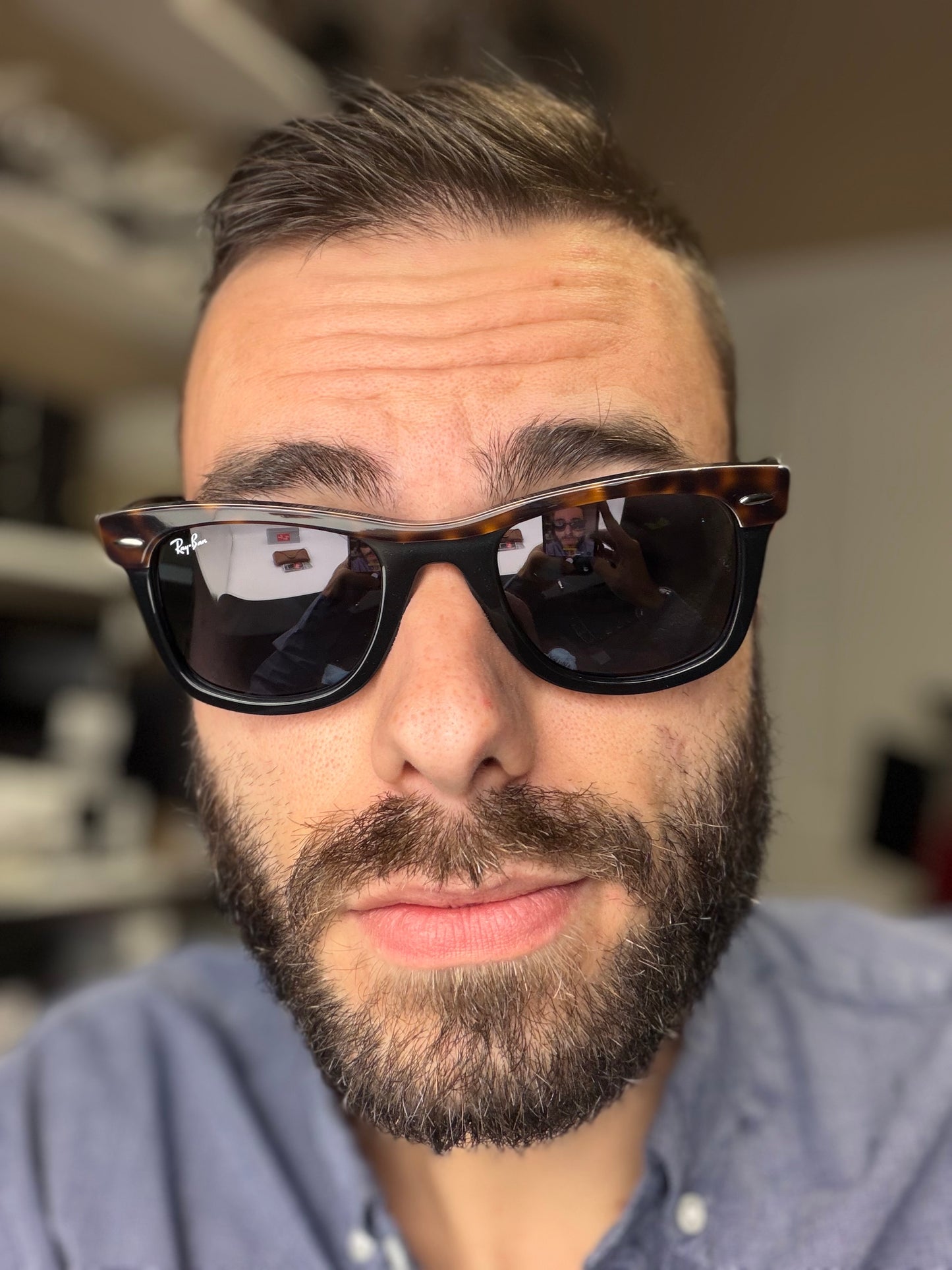 Ray-Ban Wayfarer Street Neat 50mm Polished Havana On Black / Blue Crystal RB 2240 1441 / R5 NEW