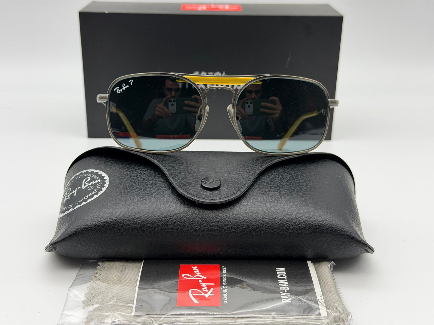 Ray-Ban Titanium RB 8062 Matte Gray / Light Blue Classic Chromance Polarized 92083R Japan NEW