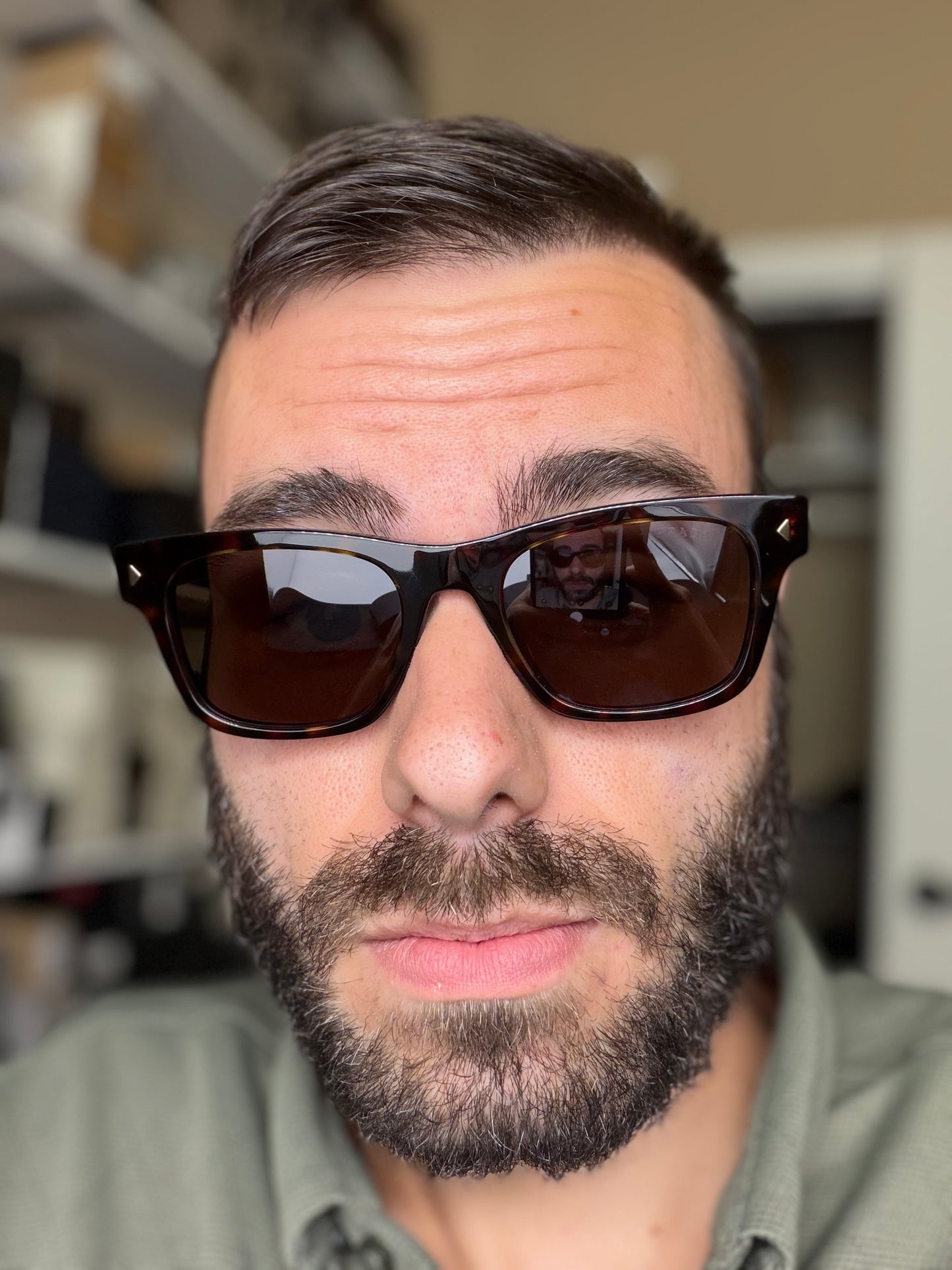 Prada PR A17s 51mm Wayfarer Radica Tortoise/ Dark Brown Glass Lens Italy NEW