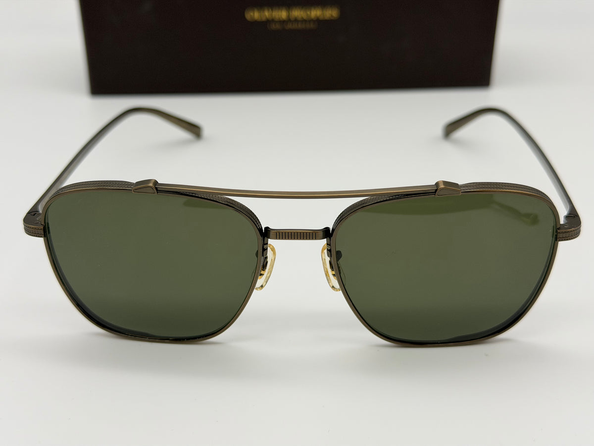 Oliver Peoples Avison 55mm Antique Gold Titanium / G-15 Crystal OV 1349ST 528452 Japan NEW